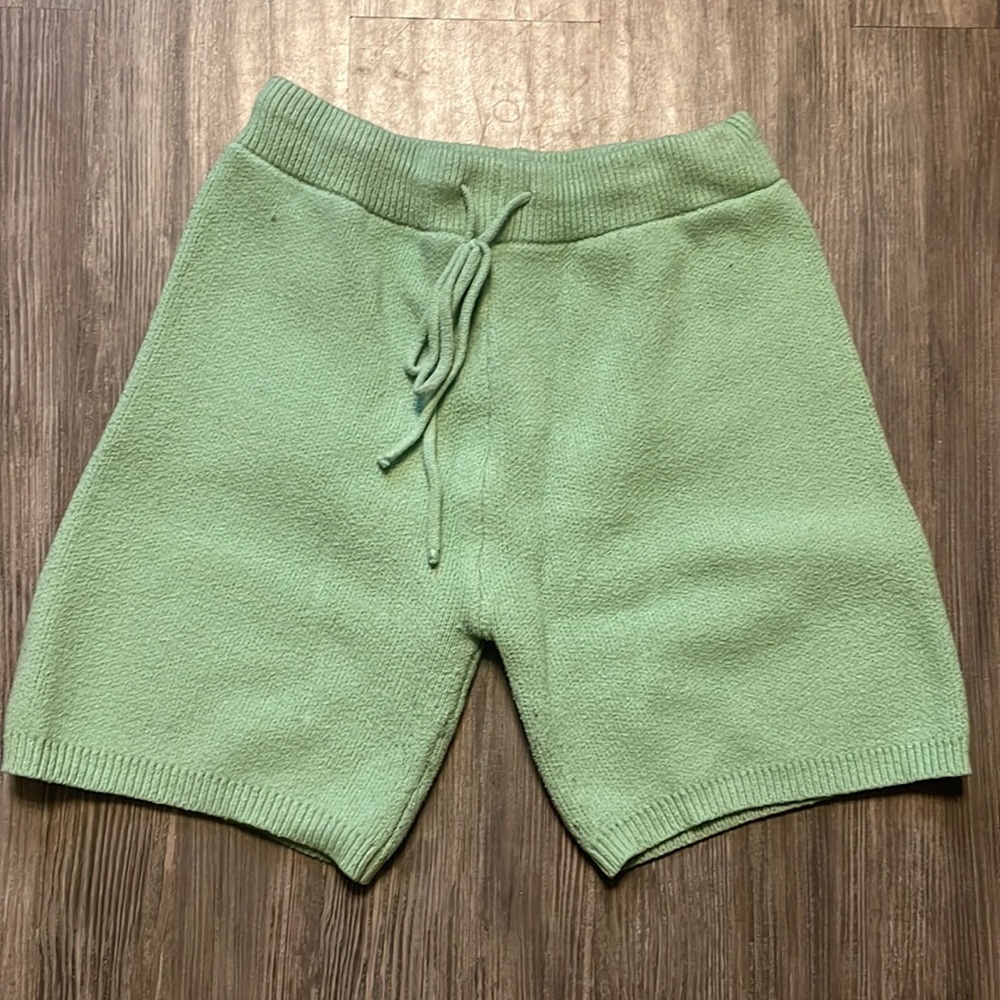Pink diamond green knit biker shorts